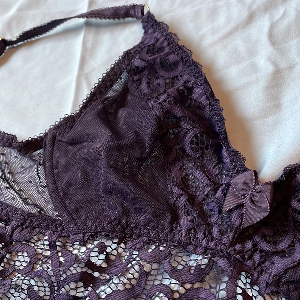 BLUSH lingerie purple see through lace bralette - Picture 2 of 11